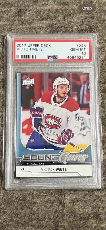 VICTOR METE, 2017 Upper Deck Young Guns #245, PSA 10  Gem Mint Montreal Canadian