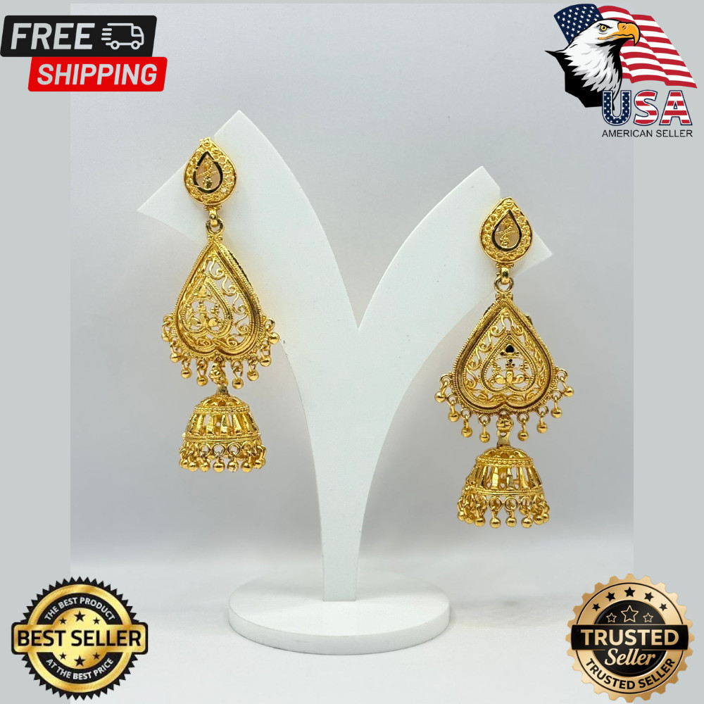 Venta al por mayor Lote 75 pares de pendientes indios recubiertos de oro para mujer joyería de moda