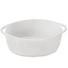 Baby Laundry Basket with Handles, Cute Cotton 12x8x5 Inch Pack of 1 White