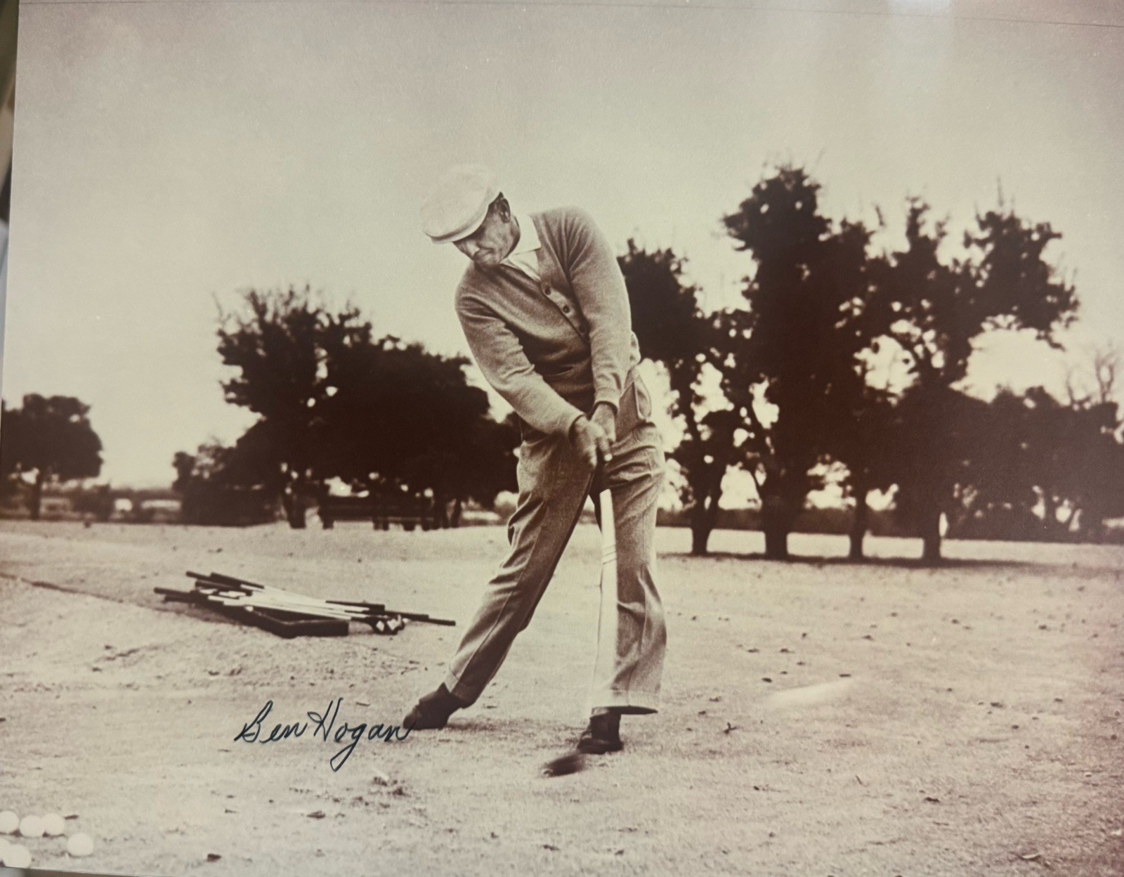 Ben Hogan Autographed Signed Golf Swinging Photo Impact 11 x 14 JSA Certification 