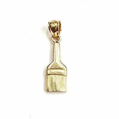 Neu 14k Gelbgold Pinsel Anhänger Charm Malwerkzeug feiner Schmuck 1,2g