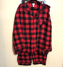 Men's Wondershop Red Black Buffalo Plaid Flannel Pajamas Set XXL Shirt and Pants