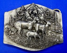 Deer Buck Doe Family Nature Scene Wildlife Hunting 89' Siskiyou Belt Buckle N/85