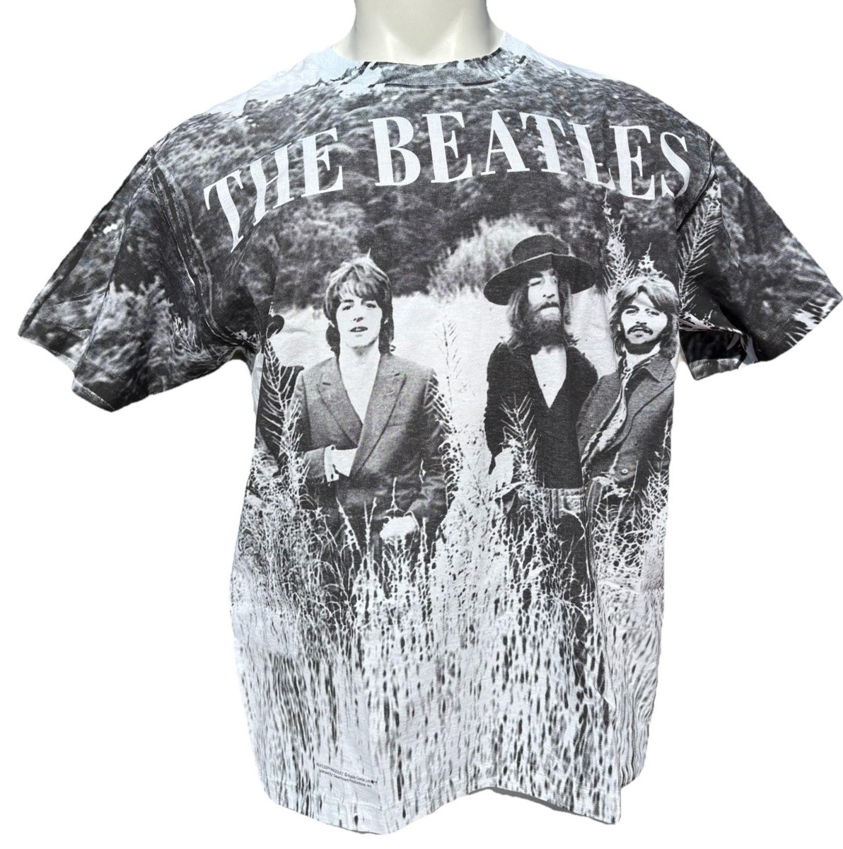 トップス 90s THE BEATLES ALL OVER PRINT T-SHIRTS The Beatles All Over Print Band T Shirt XL 90s Double Sided