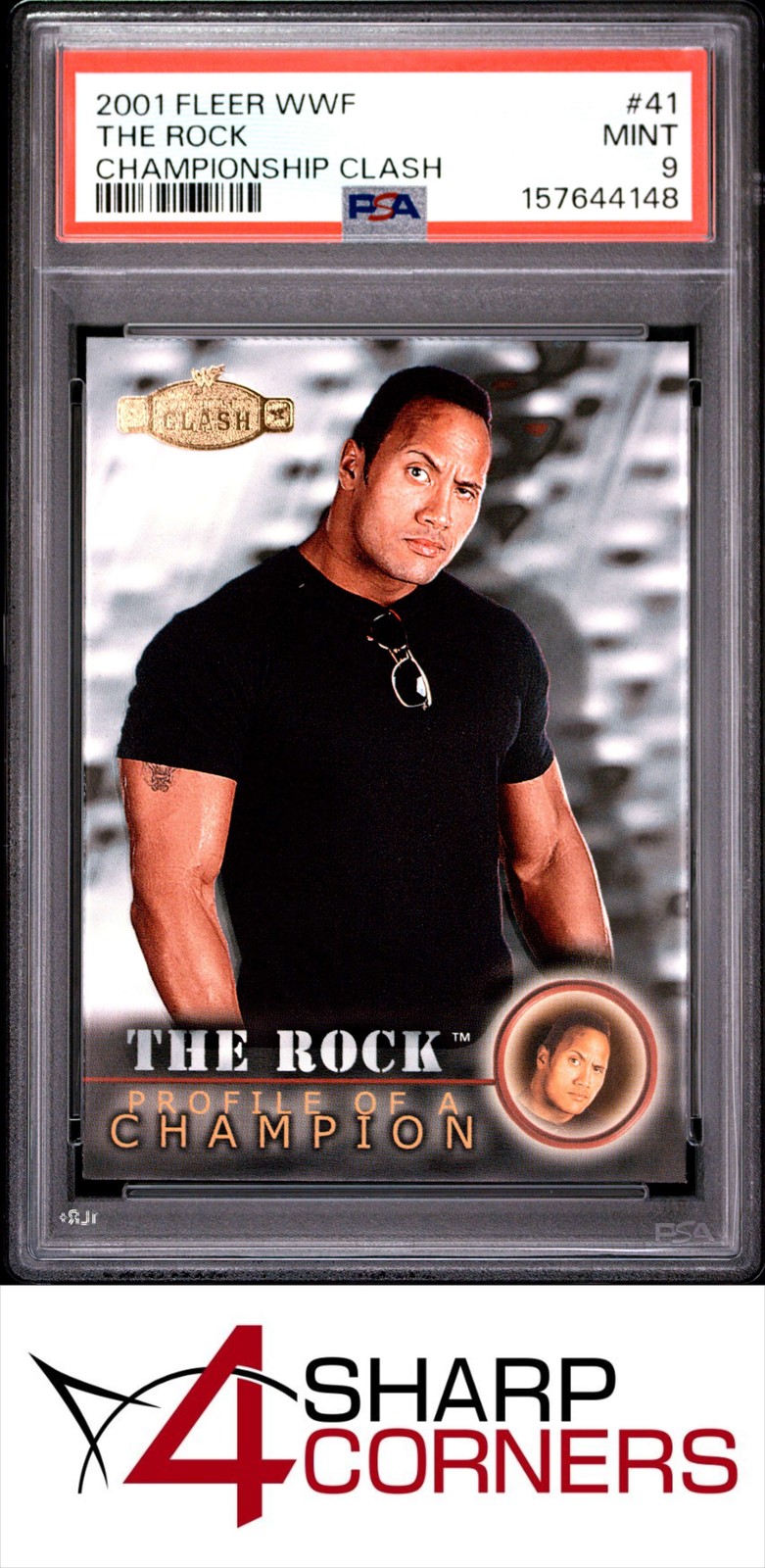 2001 FLEER WWF CHAMPIONSHIP CLASH #41 DWAYNE THE ROCK JOHNSON POP 2 PSA 9 view 1