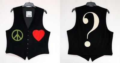 Moschino Cheap and Chic Rare Wool Peace Love Question Vintage Vest Size IT 54