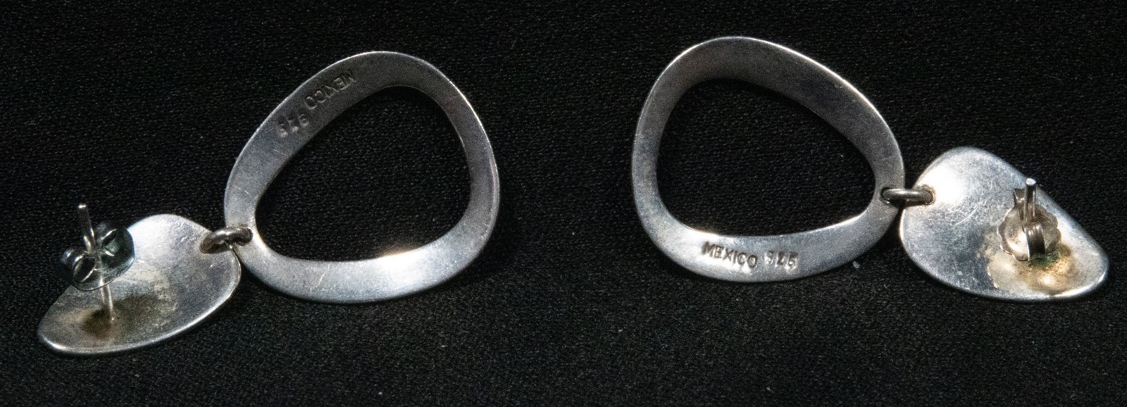 Sterling Silver Dangle Drop Triangular Hoop Earri… - image 2