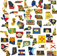 PinMart's 50 State Shape Enamel Lapel Pin USA Collection Value Pack