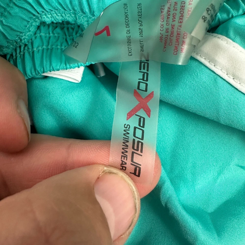 ZeroXposur девочек купальный костюм доска шорты эластичный пояс бирюзовый белый отделки размер 7 - Изображение 3 из 4