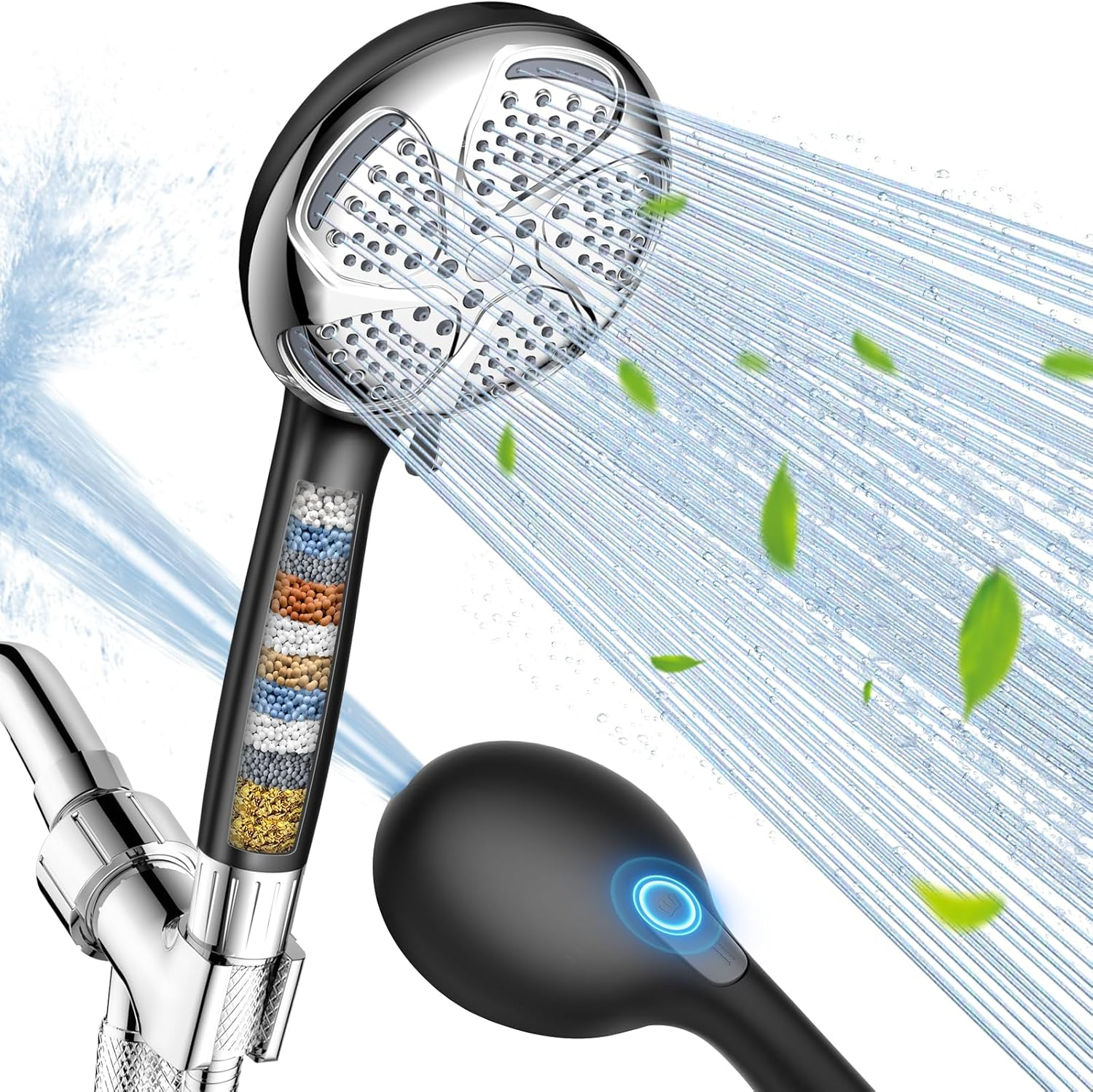 Filtered Shower Head with Handheld, High Pressure 7-Spray Showerhead with Filter
