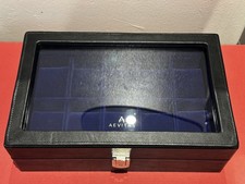 AEVITAS Genuine Leather 10 Watch Case Box - Blue Velvet Lining RRP Over £200