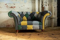 Chesterfield Textil Sofa 1,5 Sitzer Designer Couchen Couch Stoff Polster Textil