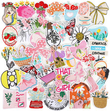 Girly Iron on Patches for Clothes: 36PCS Flower Butterfly Embroidery Patch Appli