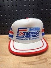 Vintage 3 Three Stripe Service America Made in USA Flag Hat Military Trucker