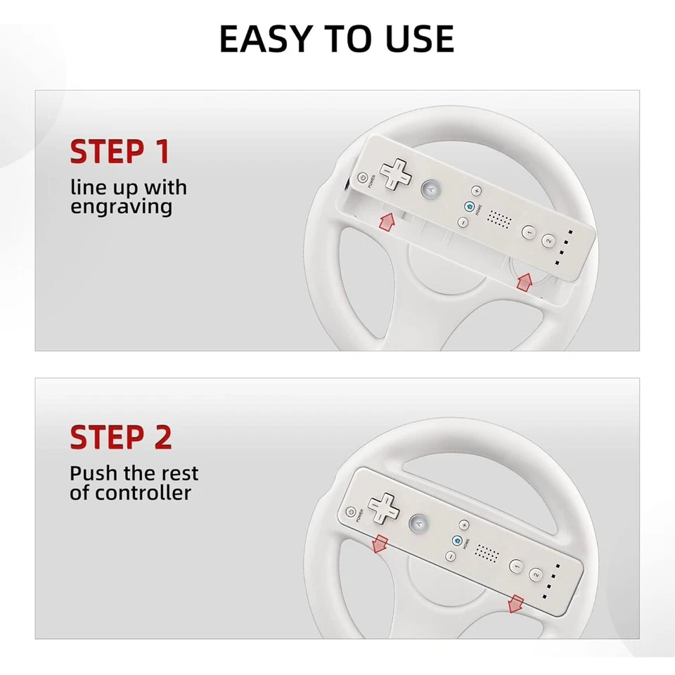 Paquete de 2 volante blanco Nintendo Wii Mario Kart Foto 2 de 4