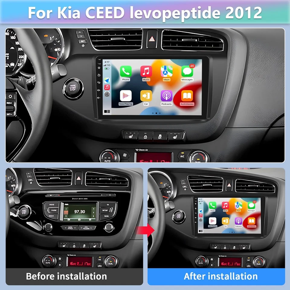 9''IPS Android 15 Autoradio Navi CarPlay Für Kia Ceed JD 2012-2016 WIFI 6G+128GB - Bild 2 von 4