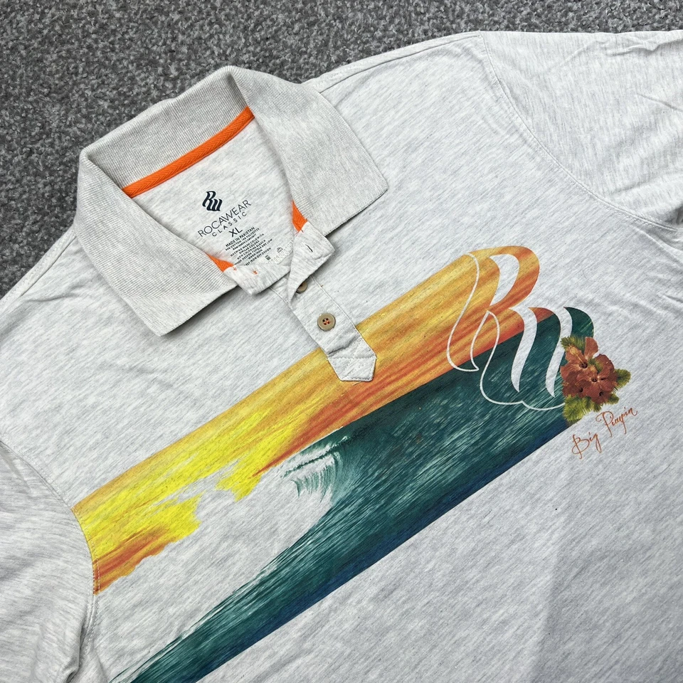 Camisa Polo Rockawear De Colección Para Hombre Talla Extra Grande Gris Big Pimpin Y2K Hip Hop Foto 2 de 4