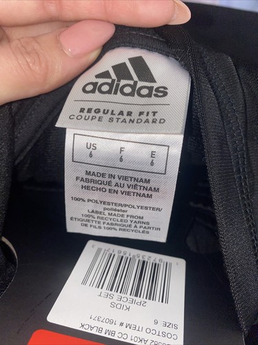 Adidas Little Boys Zip Up Front Tricot Black 2 pc Jacket Pants Set Youth |B17 - Picture 4 of 6