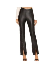 NEW $178 Commando Black Faux Leather Split Front Pants Stretch Pull On X-Small