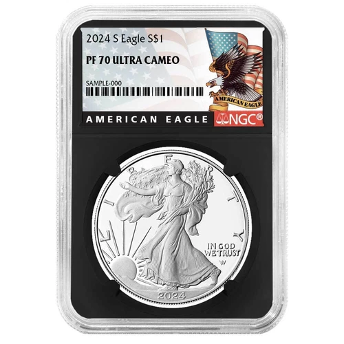 2024-S Proof $1 American Silver Eagle NGC PF70UC Black Label Retro Core