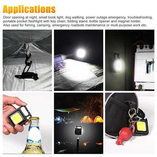 2x 800LM Mini COB Linterna LED Luz de Trabajo USB Recargable Antorcha Llavero Lámpara - Imagen 9 de 11