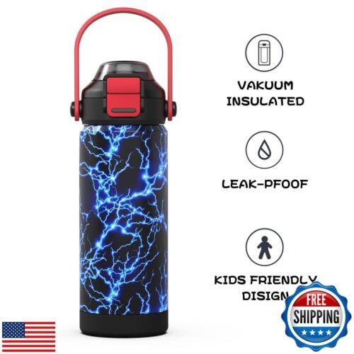 Boys Insulated Water Bottle with Pop-Open Straw and Spout 2-in-1 Lid,18oz Kid - Picture 3 of 5