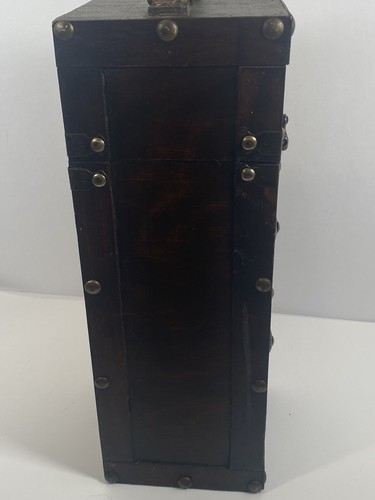 Unique Vertical Mini Wooden Storage Chest Metal Studs Sunburst 14”x5”x5” - Picture 10 of 14