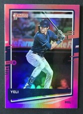 2020 Donruss #110 Christian Yelich, Brewers, Pink Holo + Yeli Nickname Variation