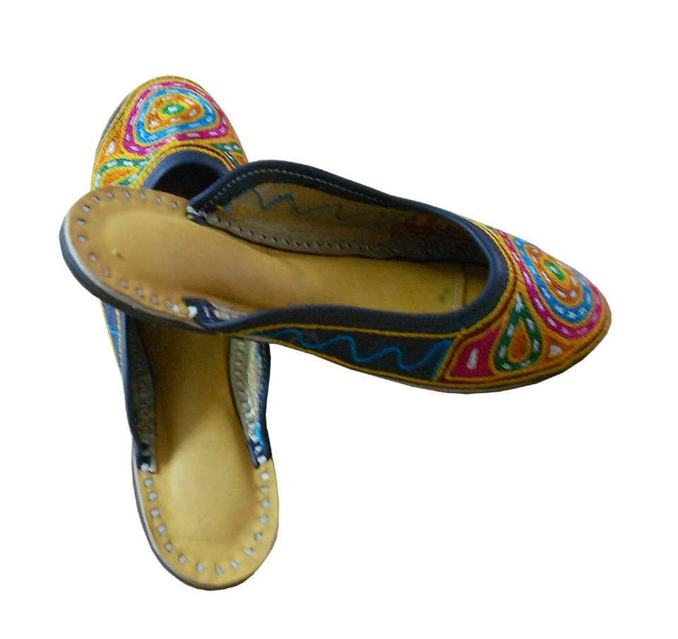 Tamancos femininos de couro feitos à mão indiano casual tamancos jutties chinelo EUA 10 - Imagem 4 de 4