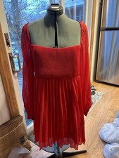 ASOS Design Curve Red Chiffon Long Top Or Dress Sz 12 GORGEOUS FLOWY
