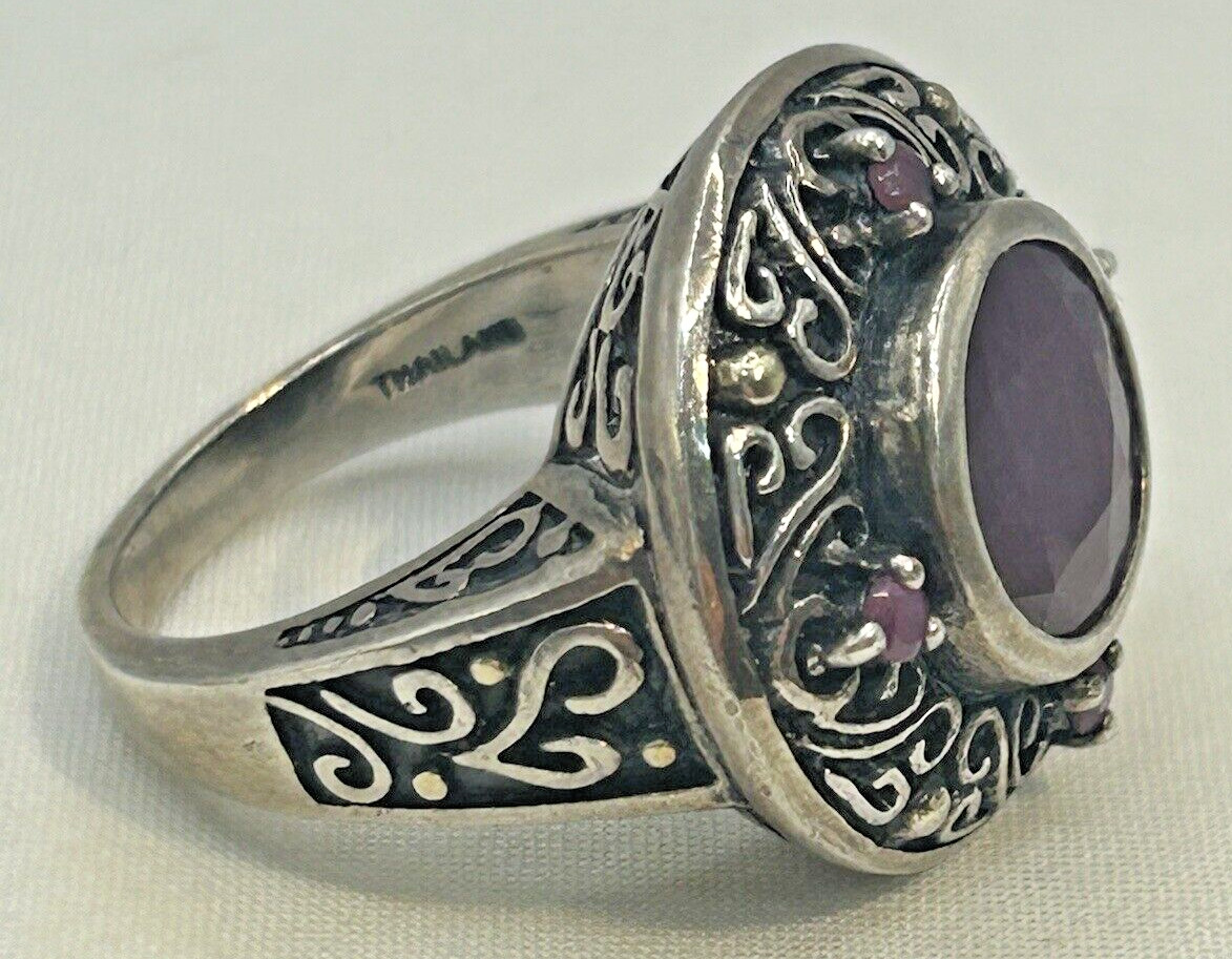 Sterling Silver Signed SGF Ruby Ring Size 7 - image 3