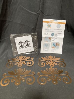 NEW 4 pc 6  Bronze Mirrored 3D Scroll Metallic Wall Cabinet Acrylic Stickers Set