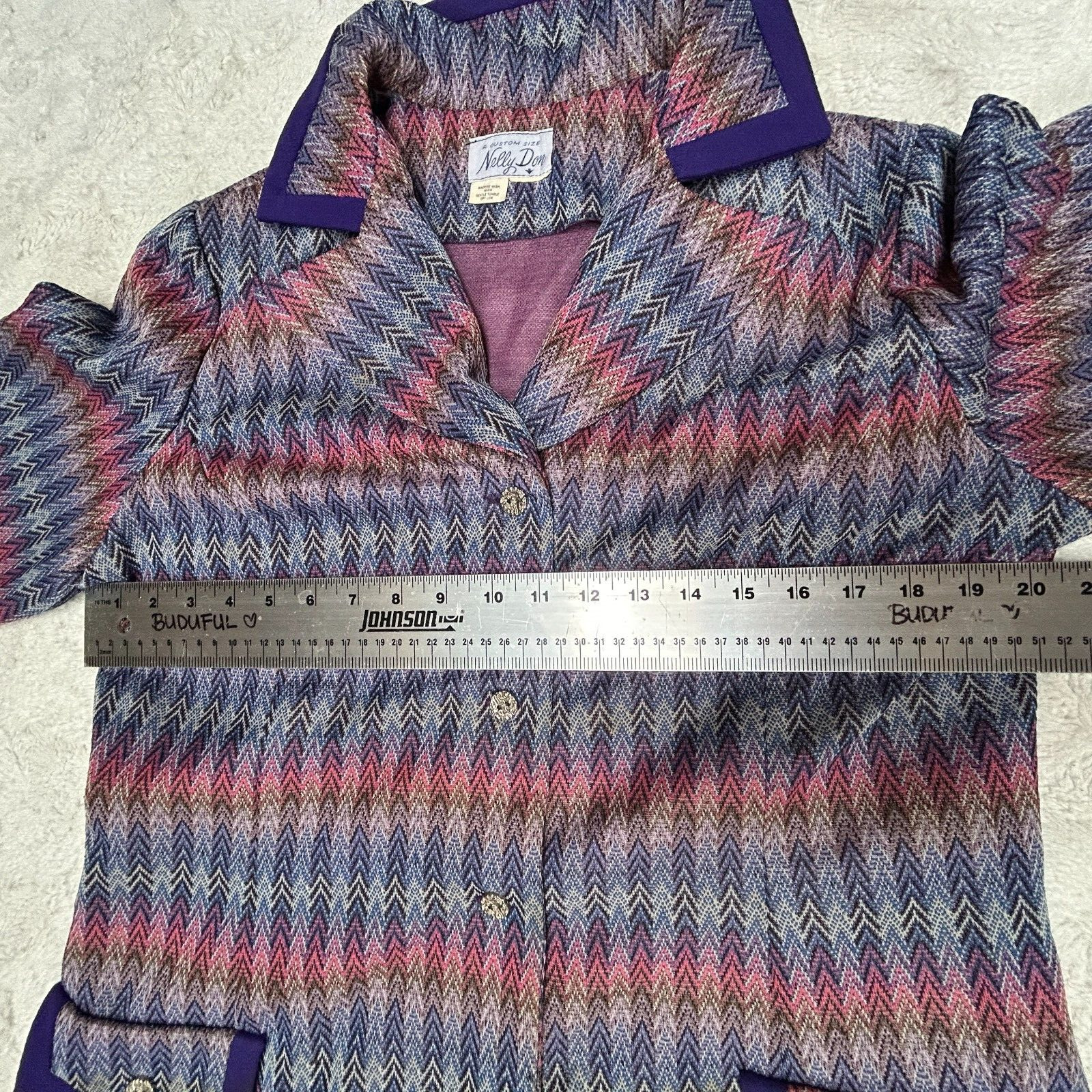 Vintage 40's Custom Size Nelly Don Multicolor Chevron Single Breasted Blazer