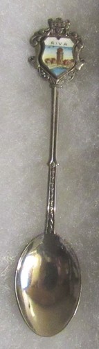 #331) VERSILBERTER TEELÖFFEL RIVA DEL GARDA STADT NORDITALIEN TORRE APPONALE - Bild 1 von 2