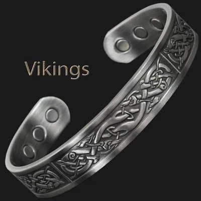 HOLISTIC MAGNETS Viking Bracelet Men Copper Magnetic Wristband Therapy Pain Relief Bangle - VP