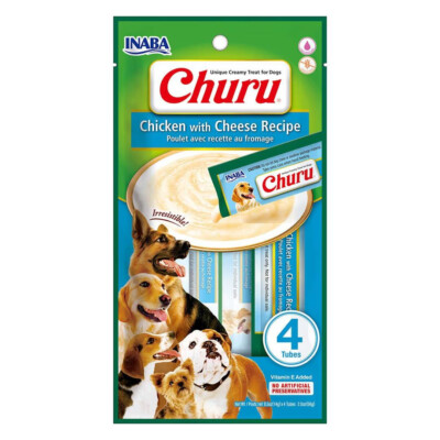 Inaba Dog Churu 4p Leckerli Paste für Hunde 4x14g mit Huhn und Käse