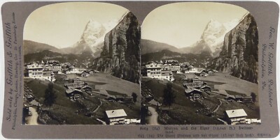 Schweiz.Schweiz.Switzerland.Mürren et le Eiger.Stereo Foto.Stereoview.Griffith.