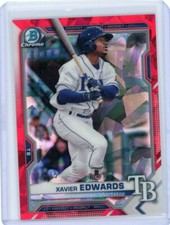 2021 Bowman Chrome Sapphire Red Refractor #BCP-101 Xavier Edwards #04/15