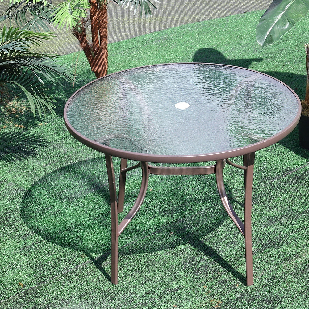 Glass top on sale garden table