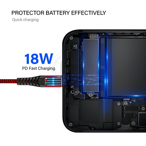 ZUSLAB PD 18W Fast Charging Cable Type C for iPhone iPad 14 13 12 11 Pro Max XS - Picture 3 of 15