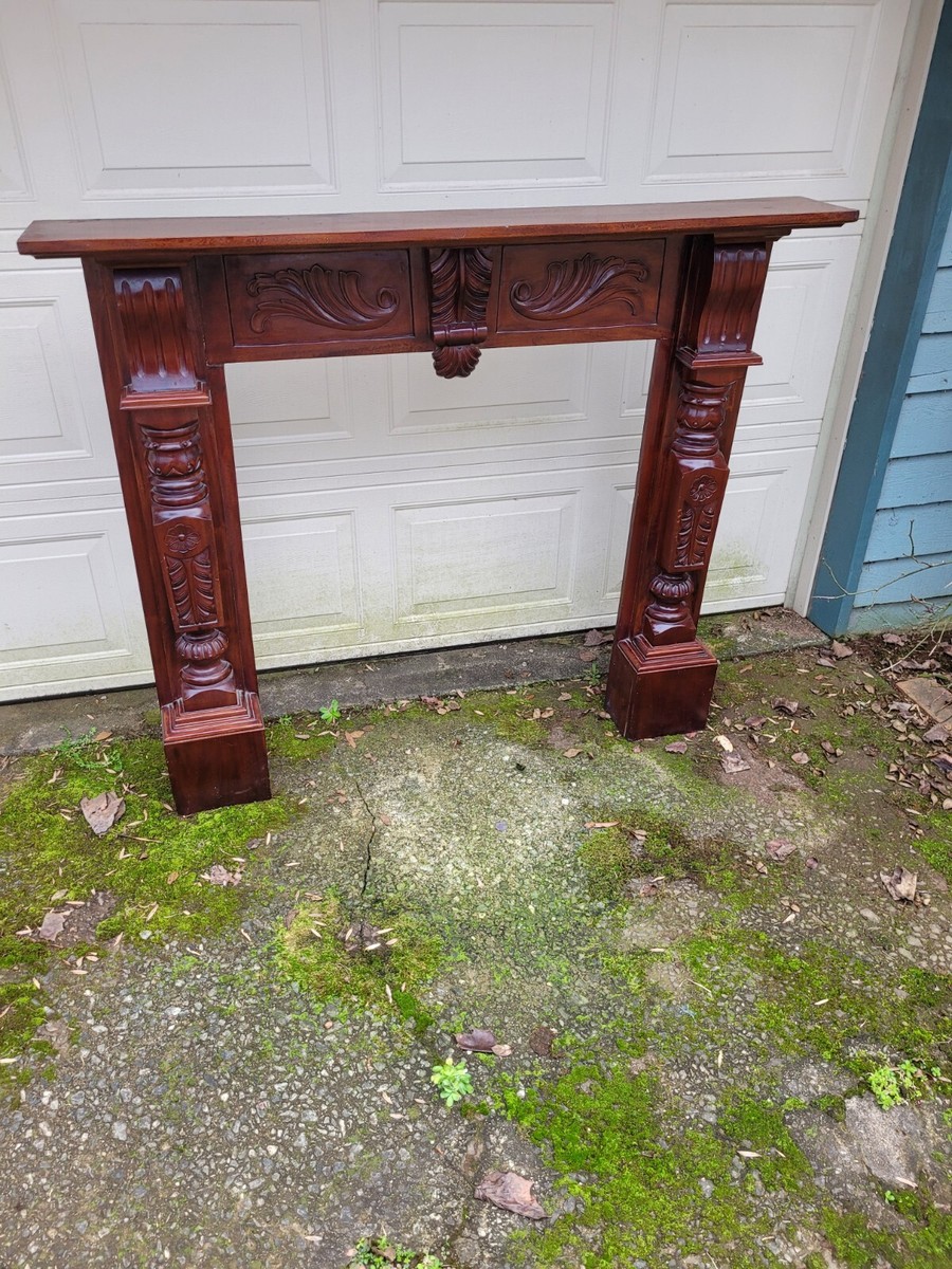 Victorian French Vintage Unique Carved Wood Fireplace Mantel 57 x 48 x 7 |  eBay