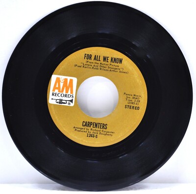 CARPENTERS  ''For All We Know / Don't Be Afraid''  1971 45RPM  A&M  1243-S