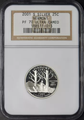 2001-S Silver State Quarter - Vermont - NGC PF70 Ultra Cameo - ✪COINGIANTS✪