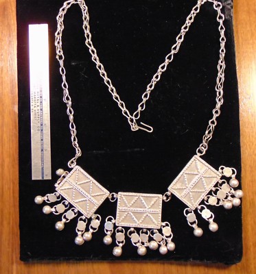 Antique hand crafted artisan  silver necklace