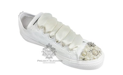 white diamante converse