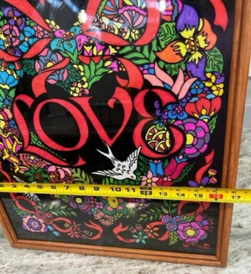 Vintage Fuzzy Posters Black Velvet Poster LOVE Western Graphics 
