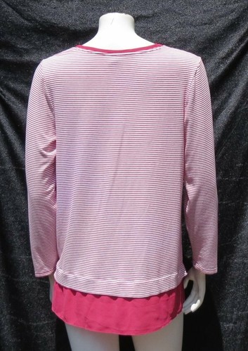 NEU CHICO’S rosa weiß gestreift gewebter Saum Langarm T-Shirt Top 1 US M 8 10 - Bild 3 von 5