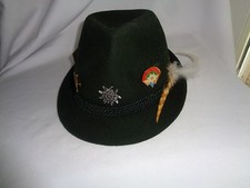 Vintage Dark Green German Bavaria Hat With Pins And Feather