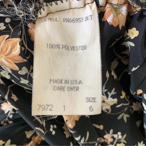 Vintage 70s/80s Black Floral Pleated Midi Skirt - Picture 4 of 4