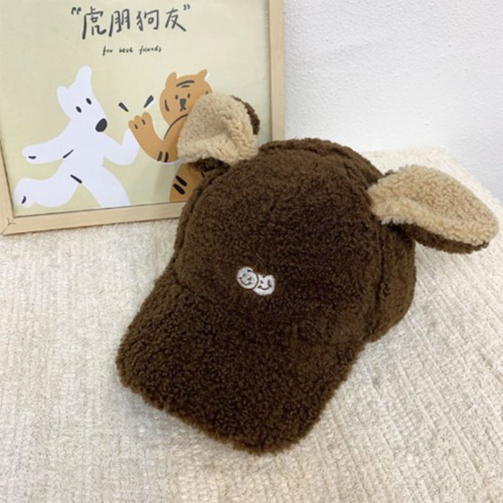 Warm Cartoon Little Dog Ear Baseball Cap Cherry Embroidery Duck Tongue